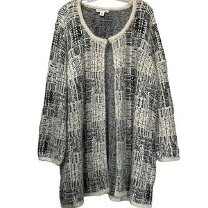 Coldwater Creek 3X Eyelash Cream Black Gray Vegan Longline Plus Size Sweater Y5